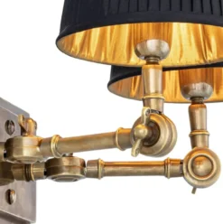 Casa Padrino Luxus Doppel Wandleuchte Vintage Messingfarben / Schwarz 33 x 25 x H. 25 cm - Edle Wandlampe mit Schwenkarmen - Luxus Qualität