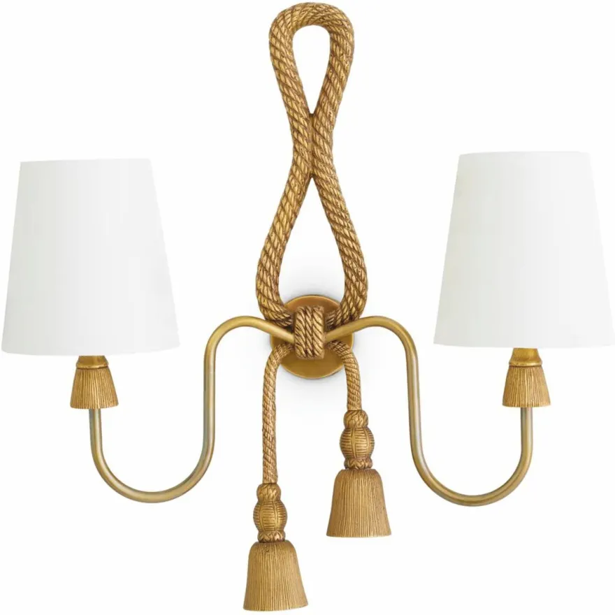 Casa Padrino Luxus Doppel Wandleuchte Vintage Messing / Weiß H. 49,5 cm - Luxus Leuchten