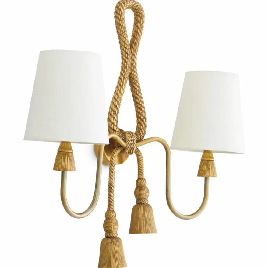 Casa Padrino Luxus Doppel Wandleuchte Vintage Messing / Weiß H. 49,5 cm - Luxus Leuchten