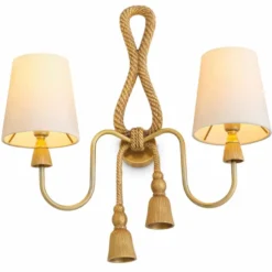 Casa Padrino Luxus Doppel Wandleuchte Vintage Messing / Weiß H. 49,5 cm - Luxus Leuchten