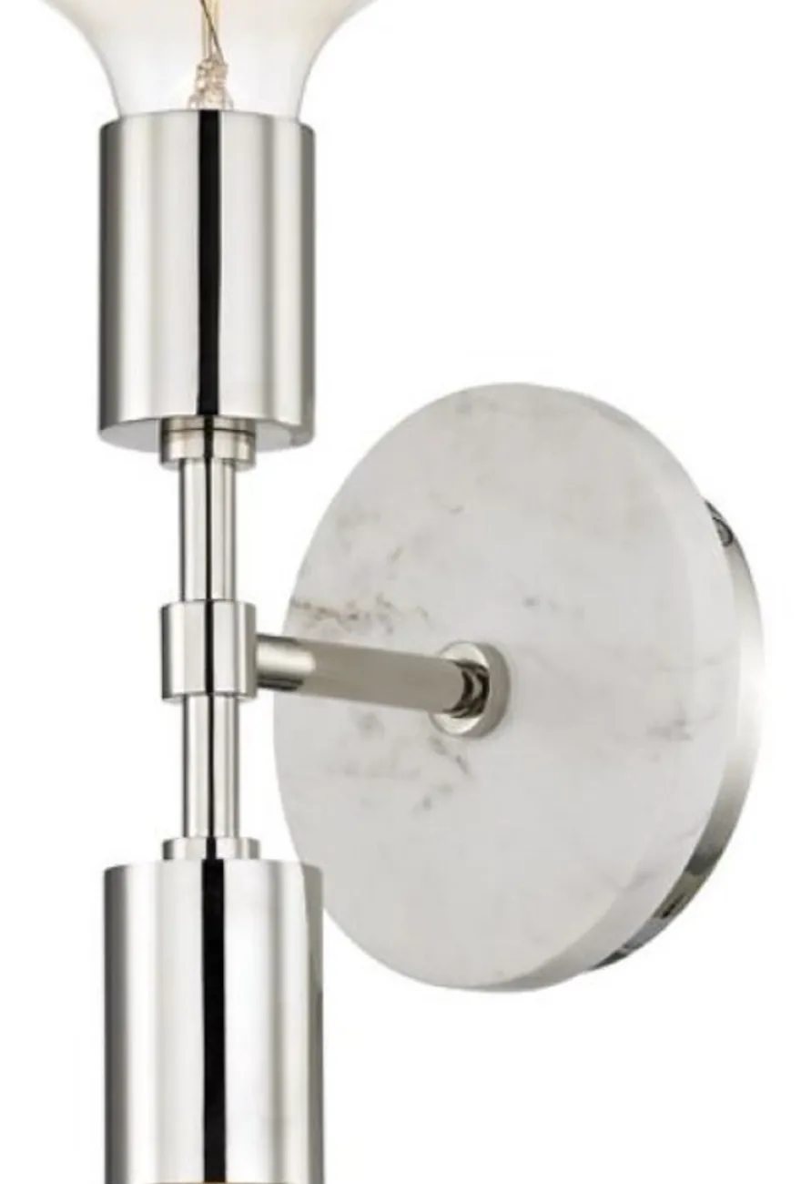 Casa Padrino Luxus Doppel Wandleuchte Silber / Weiß 12,7 x 16,5 x H. 50,8 cm - Hotel & Restaurant Wandlampe