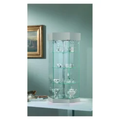 Casa Padrino Luxus Dreh-Ladentheke Ø 36 cm H. 74 cm mit LED mit Drehböden - Ladeneinrichtung - Boutique Möbel - Made in Italy