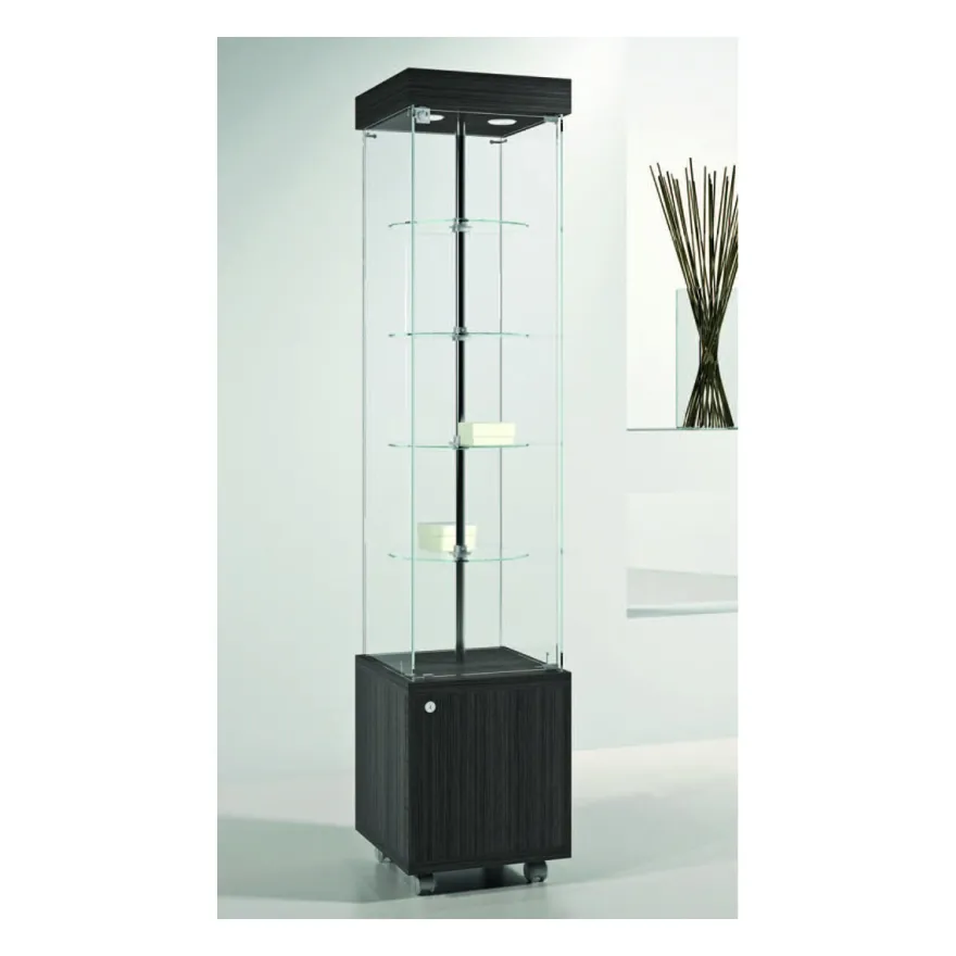 Casa Padrino Luxus Dreh-Ladenvitrine 40 x 40 cm H. 187 cm mit LED mit Unterschrank mit Drehböden - Ladeneinrichtung - Boutique Möbel - Made in Italy