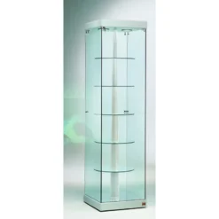 Casa Padrino Luxus Dreh-Ladenvitrine 54 x 53 cm H. 200 cm mit 2 LED-Spots mit Drehböden - Ladeneinrichtung - Boutique Möbel - Made in Italy