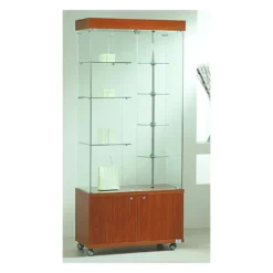 Casa Padrino Luxus Dreh-Ladenvitrine 77 x 40 cm H. 187 cm mit LED mit Unterschrank mit Drehböden - Ladeneinrichtung - Boutique Möbel - Made in Italy