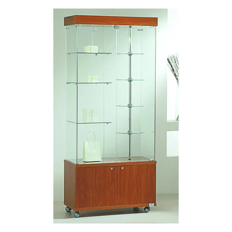 Casa Padrino Luxus Dreh-Ladenvitrine 77 x 40 cm H. 187 cm mit LED mit Unterschrank mit Drehböden - Ladeneinrichtung - Boutique Möbel - Made in Italy