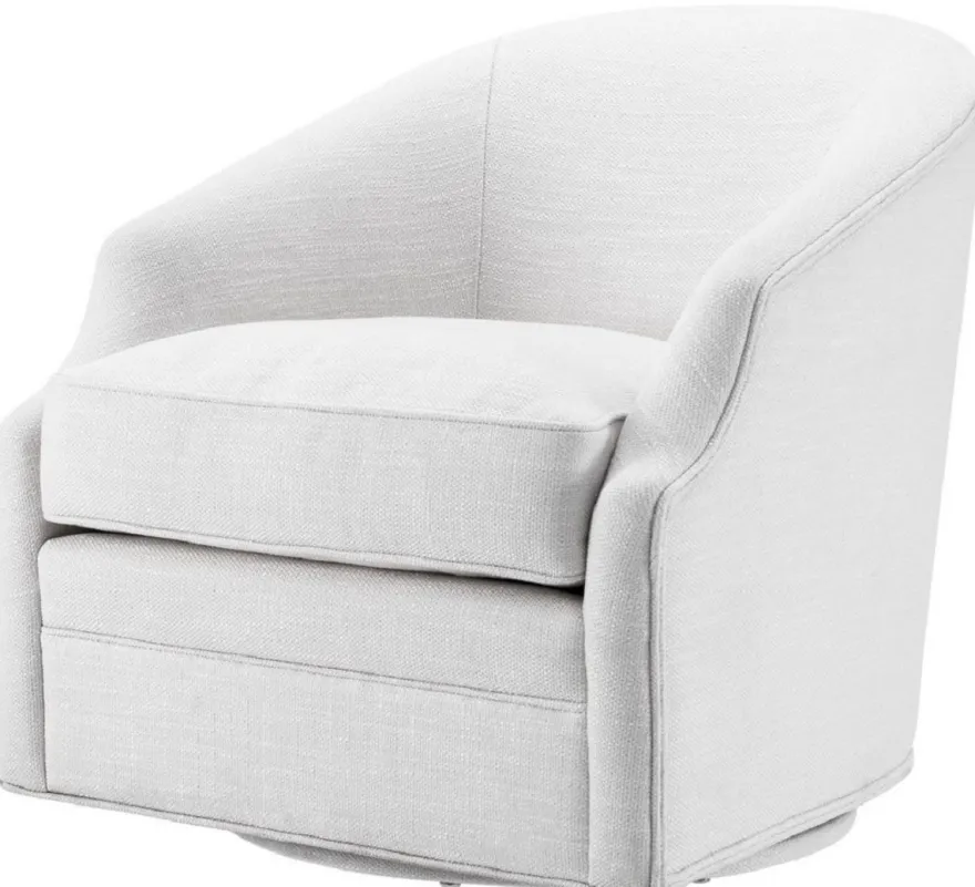 Casa Padrino Luxus Drehsessel Weiß 72 x 82 x H. 74 cm - Wohnzimmer Sessel - Luxus Möbel