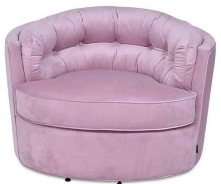 Casa Padrino Luxus Drehsessel Rosa 90 x 86 x H. 71 cm - Samt Sessel - Wohnzimmer Sessel - Wohnzimmer Möbel