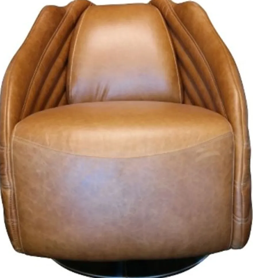Casa Padrino Luxus Drehsessel im Art Deco Design Hellbraun / Silber 69 x 97 x H. 79 cm