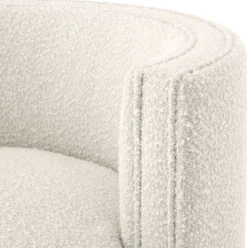 Casa Padrino Luxus Drehsessel Cremefarben / Matt Gold 80 x 73 x H. 71,5 cm - Gepolsteter Wohnzimmer Sessel mit edlem Samtstoff - Luxus Möbel