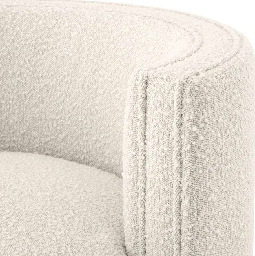 Casa Padrino Luxus Drehsessel Cremefarben / Matt Gold 80 x 73 x H. 71,5 cm - Gepolsteter Wohnzimmer Sessel mit edlem Samtstoff - Luxus Möbel