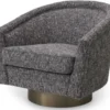 Casa Padrino Luxus Drehsessel Schwarz / Matt Gold 85 x 76 x H. 76 cm - Wohnzimmer Sessel - Wohnzimmer Möbel - Luxus Möbel