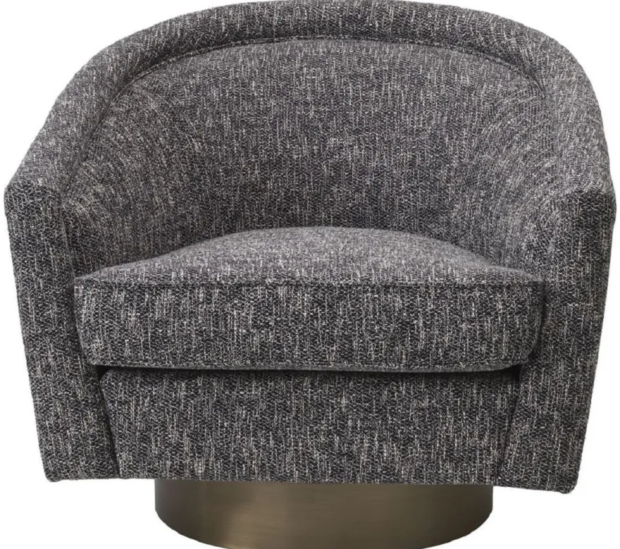 Casa Padrino Luxus Drehsessel Schwarz / Matt Gold 85 x 76 x H. 76 cm - Wohnzimmer Sessel - Wohnzimmer Möbel - Luxus Möbel