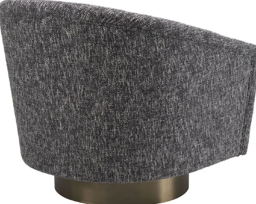 Casa Padrino Luxus Drehsessel Schwarz / Matt Gold 85 x 76 x H. 76 cm - Wohnzimmer Sessel - Wohnzimmer Möbel - Luxus Möbel