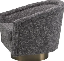 Casa Padrino Luxus Drehsessel Schwarz / Matt Gold 85 x 76 x H. 76 cm - Wohnzimmer Sessel - Wohnzimmer Möbel - Luxus Möbel