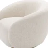 Casa Padrino Luxus Drehsessel Creme / Messingfarben 96 x 85 x H. 70 cm - Wohnzimmer Sessel - Luxus Möbel