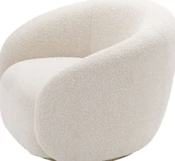 Casa Padrino Luxus Drehsessel Creme / Messingfarben 96 x 85 x H. 70 cm - Wohnzimmer Sessel - Luxus Möbel