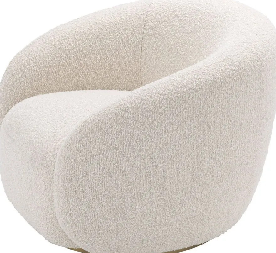 Casa Padrino Luxus Drehsessel Creme / Messingfarben 96 x 85 x H. 70 cm - Wohnzimmer Sessel - Luxus Möbel