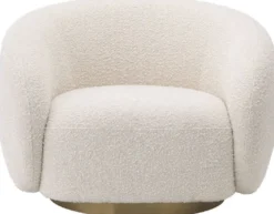 Casa Padrino Luxus Drehsessel Creme / Messingfarben 96 x 85 x H. 70 cm - Wohnzimmer Sessel - Luxus Möbel
