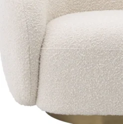 Casa Padrino Luxus Drehsessel Creme / Messingfarben 96 x 85 x H. 70 cm - Wohnzimmer Sessel - Luxus Möbel