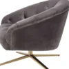 Casa Padrino Luxus Drehsessel Grau / Messingfarben 86 x 87 x H. 74 cm - Wohnzimmer Sessel mit edlem Samtstoff - Luxus Wohnzimmer Möbel