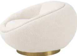 Casa Padrino Luxus Drehsessel Creme / Messing 100 x 102 x H. 68 cm - Moderner Wohnzimmer Sessel - Luxus Wohnzimmer Möbel