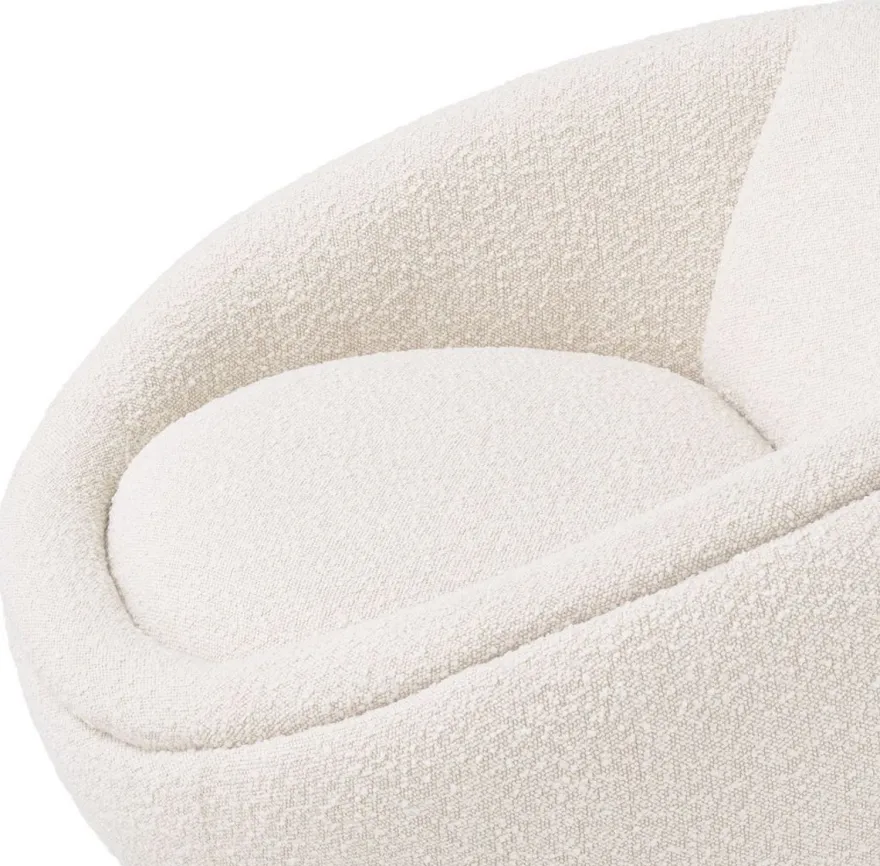 Casa Padrino Luxus Drehsessel Creme / Messing 100 x 102 x H. 68 cm - Moderner Wohnzimmer Sessel - Luxus Wohnzimmer Möbel