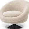 Casa Padrino Luxus Drehsessel Cremefarben / Silber 84 x 88 x H. 73 cm - Wohnzimmer Sessel - Luxus Möbel