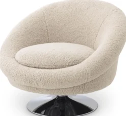Casa Padrino Luxus Drehsessel Cremefarben / Silber 84 x 88 x H. 73 cm - Wohnzimmer Sessel - Luxus Möbel