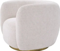 Casa Padrino Luxus Drehsessel Creme / Messing 93 x 80 x H. 71 cm - Wohnzimmer Sessel - Wohnzimmer Möbel - Luxus Möbel - Wohnzimmer Einrichtung - Luxus Einrichtung - Möbel Luxus