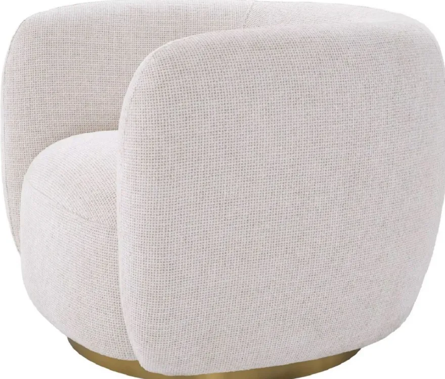 Casa Padrino Luxus Drehsessel Creme / Messing 93 x 80 x H. 71 cm - Wohnzimmer Sessel - Wohnzimmer Möbel - Luxus Möbel - Wohnzimmer Einrichtung - Luxus Einrichtung - Möbel Luxus
