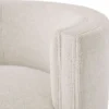 Casa Padrino Luxus Drehsessel Creme / Matt Gold 80 x 73 x H. 71,5 cm - Gepolsteter Wohnzimmer Sessel - Luxus Wohnzimmer Möbel