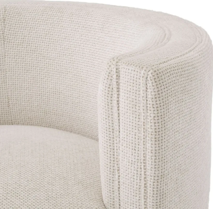 Casa Padrino Luxus Drehsessel Creme / Matt Gold 80 x 73 x H. 71,5 cm - Gepolsteter Wohnzimmer Sessel - Luxus Wohnzimmer Möbel