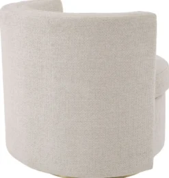 Casa Padrino Luxus Drehsessel Creme / Matt Gold 80 x 73 x H. 71,5 cm - Gepolsteter Wohnzimmer Sessel - Luxus Wohnzimmer Möbel