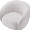 Casa Padrino Luxus Drehsessel Weiß / Messingfarben 96 x 85 x H. 74 cm - Wohnzimmer Sessel - Wohnzimmer Möbel - Luxus Qualität