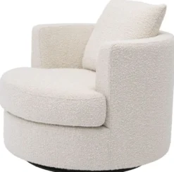 Casa Padrino Luxus Drehsessel Creme Ø 95 x H. 70 cm - Runder Wohnzimmer Sessel - Luxus Wohnzimmer Möbel