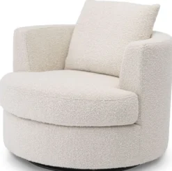 Casa Padrino Luxus Drehsessel Creme Ø 95 x H. 70 cm - Runder Wohnzimmer Sessel - Luxus Wohnzimmer Möbel