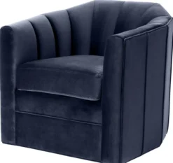Casa Padrino Luxus Drehsessel Mitternachtsblau 84 x 85 x H. 77 cm - Wohnzimmer Sessel