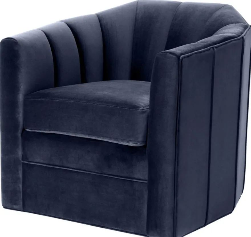 Casa Padrino Luxus Drehsessel Mitternachtsblau 84 x 85 x H. 77 cm - Wohnzimmer Sessel