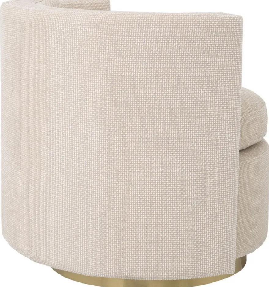 Casa Padrino Luxus Drehsessel Beige / Matt Gold 80 x 73 x H. 71,5 cm - Gepolsteter Wohnzimmer Sessel - Luxus Wohnzimmer Möbel