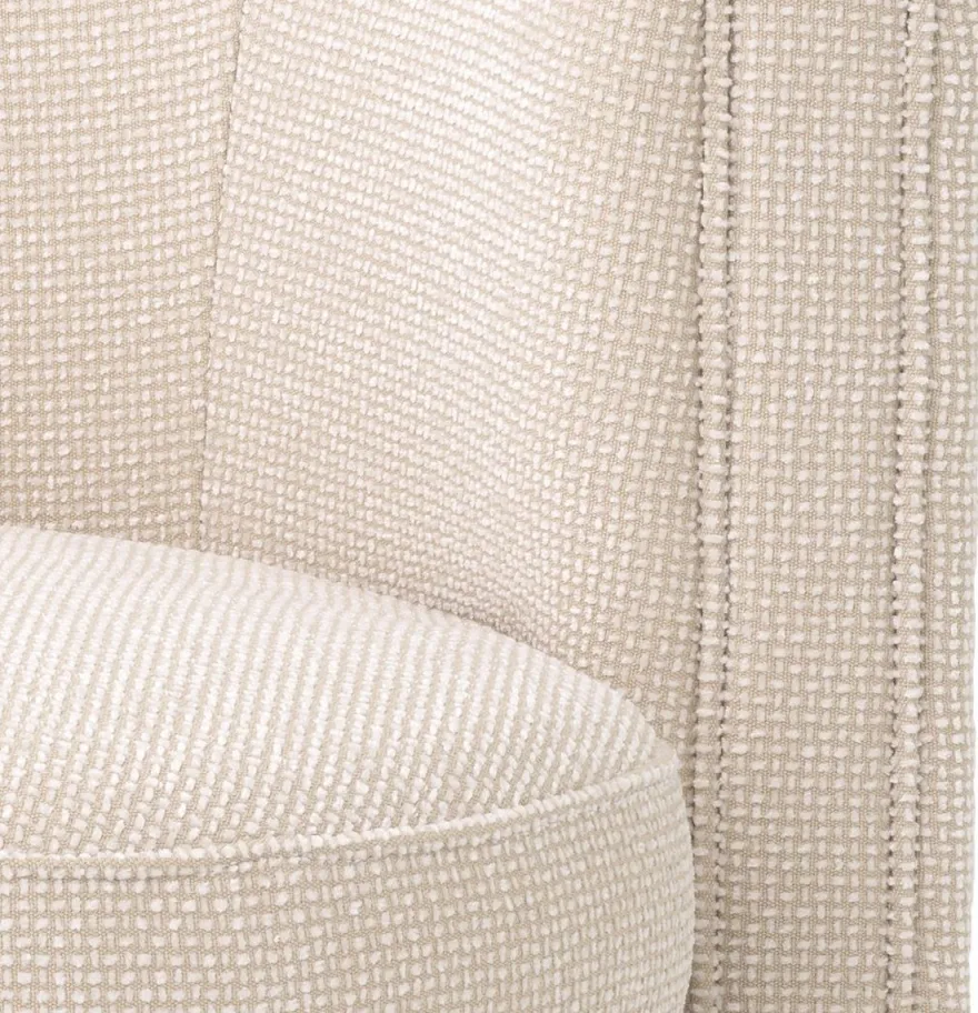Casa Padrino Luxus Drehsessel Beige / Matt Gold 80 x 73 x H. 71,5 cm - Gepolsteter Wohnzimmer Sessel - Luxus Wohnzimmer Möbel