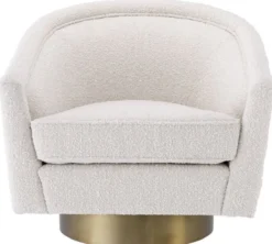 Casa Padrino Luxus Drehsessel Creme / Mattgold 85 x 76 x H. 76 cm - Wohnzimmer Sessel - Wohnzimmermöbel