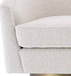 Casa Padrino Luxus Drehsessel Creme / Mattgold 85 x 76 x H. 76 cm - Wohnzimmer Sessel - Wohnzimmermöbel
