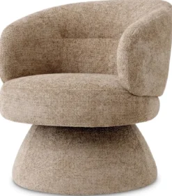 Casa Padrino Luxus Drehsessel Sandfarben 70 x 80 x H. 79 cm - Wohnzimmer Sessel - Hotel Sessel - Wohnzimmer Möbel - Hotel Möbel - Luxus Möbel - Luxus Wohnzimmer Einrichtung