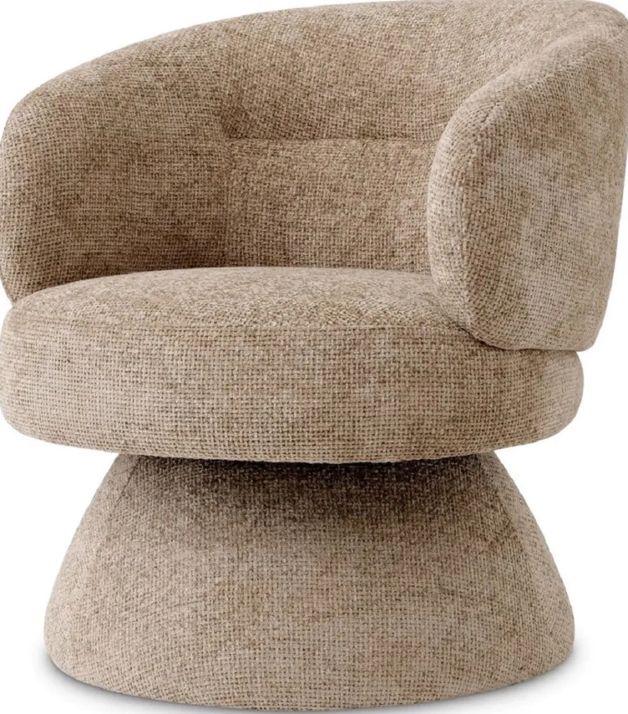 Casa Padrino Luxus Drehsessel Sandfarben 70 x 80 x H. 79 cm - Wohnzimmer Sessel - Hotel Sessel - Wohnzimmer Möbel - Hotel Möbel - Luxus Möbel - Luxus Wohnzimmer Einrichtung