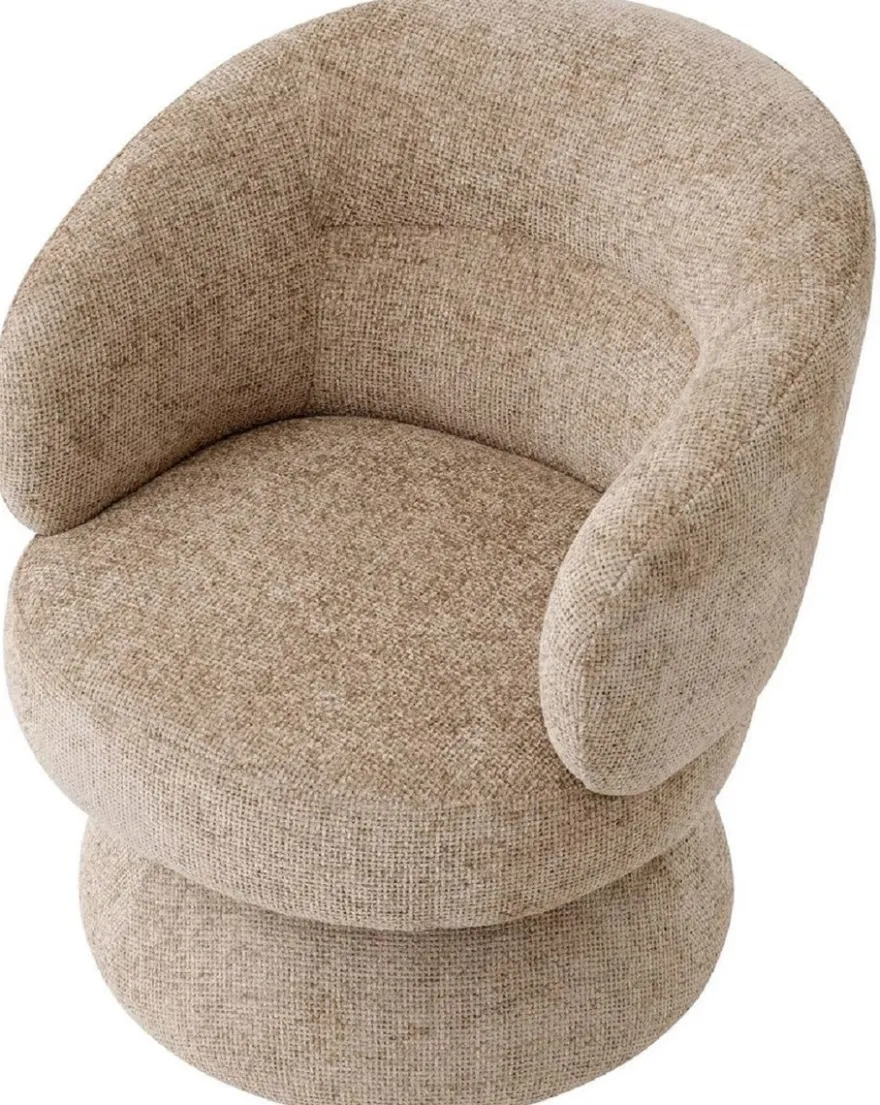 Casa Padrino Luxus Drehsessel Sandfarben 70 x 80 x H. 79 cm - Wohnzimmer Sessel - Hotel Sessel - Wohnzimmer Möbel - Hotel Möbel - Luxus Möbel - Luxus Wohnzimmer Einrichtung