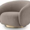 Casa Padrino Luxus Drehsessel Sandfarben / Messing 96 x 85 x H. 74 cm - Wohnzimmer Sessel - Wohnzimmer Möbel - Luxus Qualität