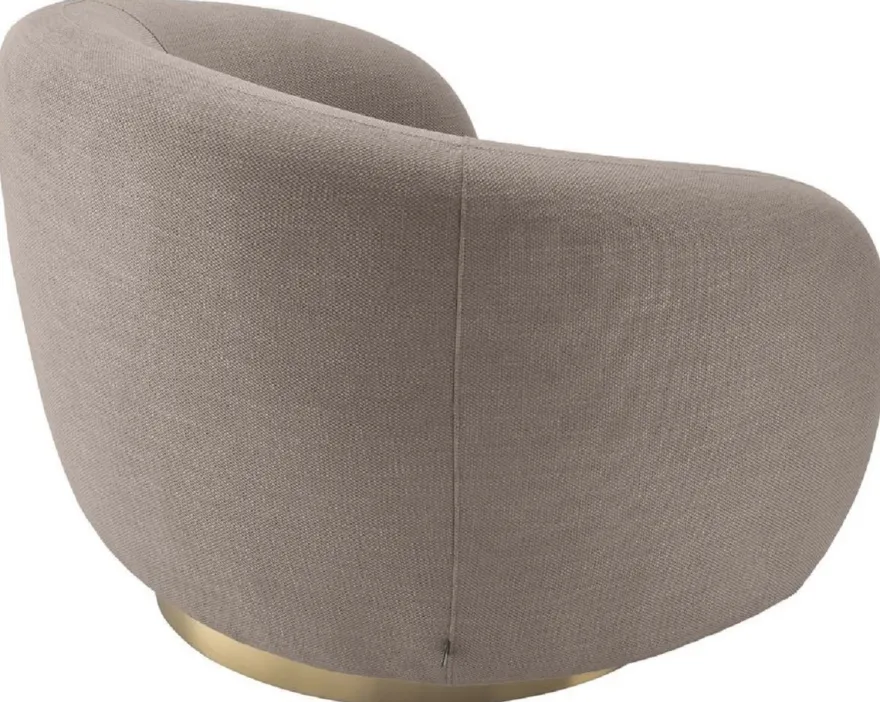 Casa Padrino Luxus Drehsessel Sandfarben / Messing 96 x 85 x H. 74 cm - Wohnzimmer Sessel - Wohnzimmer Möbel - Luxus Qualität
