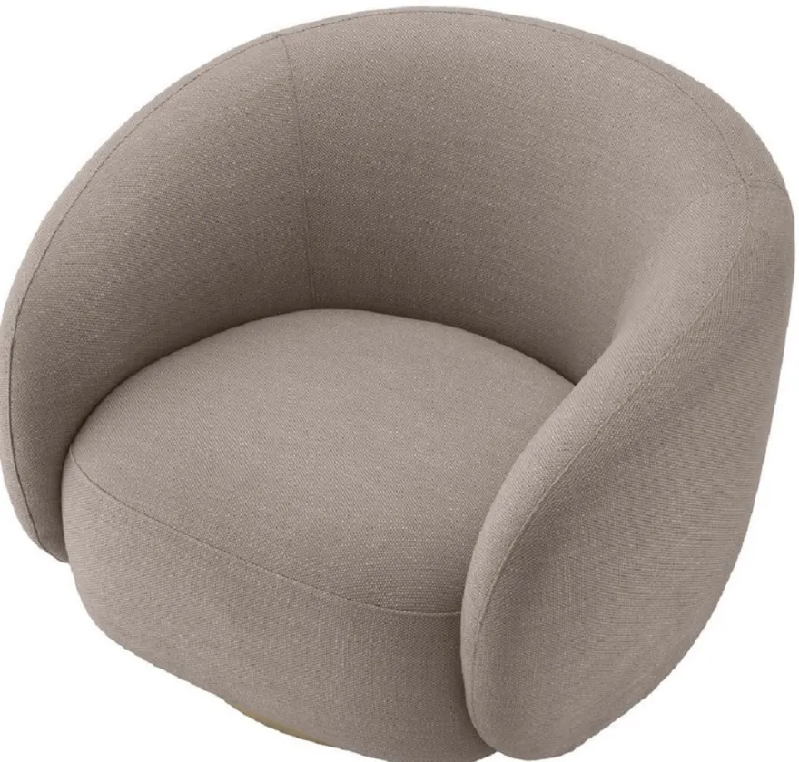 Casa Padrino Luxus Drehsessel Sandfarben / Messing 96 x 85 x H. 74 cm - Wohnzimmer Sessel - Wohnzimmer Möbel - Luxus Qualität