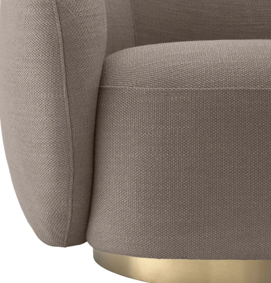 Casa Padrino Luxus Drehsessel Sandfarben / Messing 96 x 85 x H. 74 cm - Wohnzimmer Sessel - Wohnzimmer Möbel - Luxus Qualität
